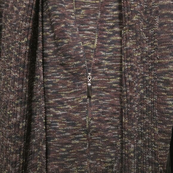 VTG Thin Knit 3pc Set Stretch Sm-Lg Artsy Brown Jacket Top Pants Boho Chic Y2K - Picture 10 of 16